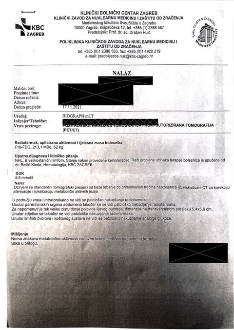 Nalaz — Velikostanični limfom (anonimizirano)