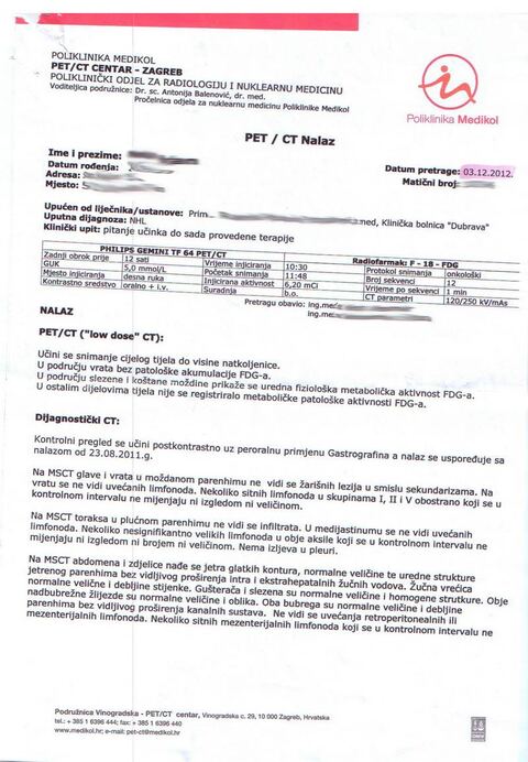 Nalaz — PET CT (anonimizirano)