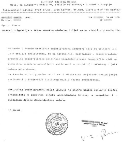Nalaz — Tumor kostiju (anonimizirano)